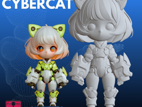 Baby Cybercat STL Futuristic 3D Принт Модель