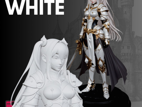 Guerriero Fantasy STL Cavaliere Bianco Modello di stampa 3D