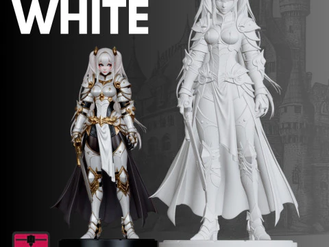 Beyaz Ş&ouml;valye STL Fantazi Savaş&ccedil;ısı 3D Baskı Modeli