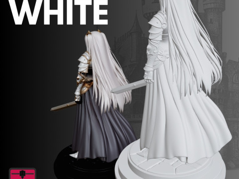 白色女骑士STL 幻想战士 3D 打印模型
