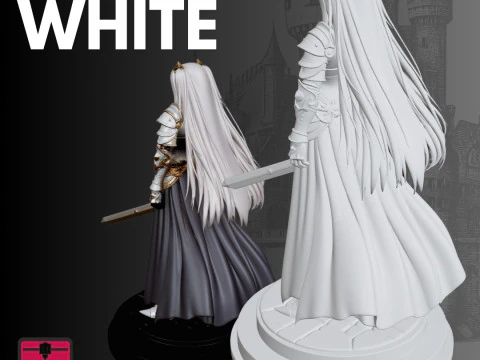 Beyaz Ş&ouml;valye STL Fantazi Savaş&ccedil;ısı 3D Baskı Modeli