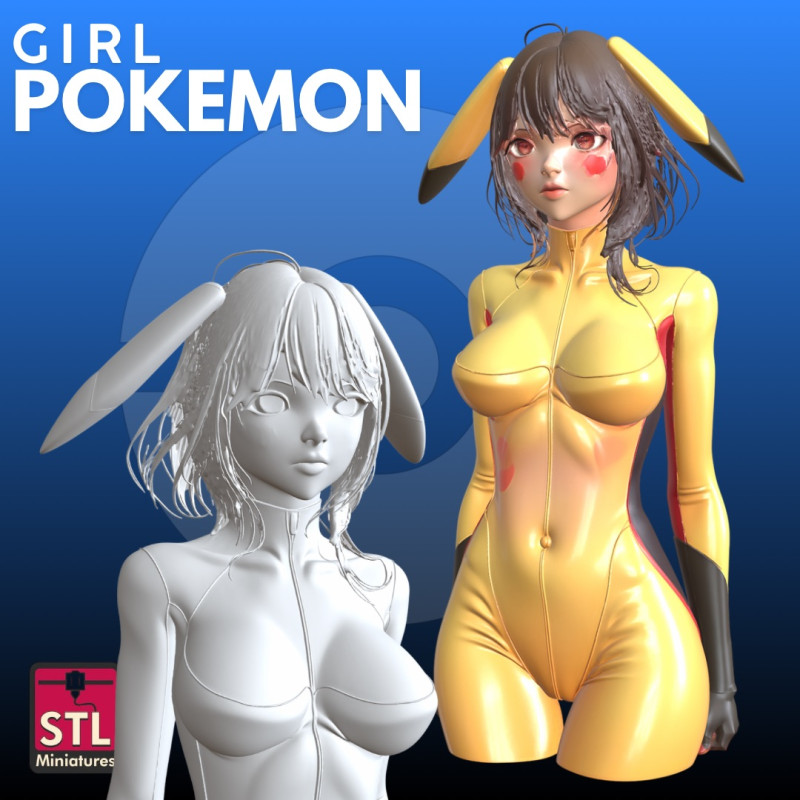 Pokemon Girl Bust STL Cosplay 3D Print Model .c4d .max .obj .3ds .fbx .stl .blend 