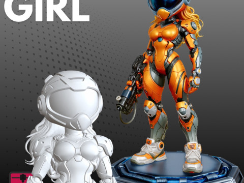 Guerriero futuristico Cyber Girl STL Modello di stampa 3D