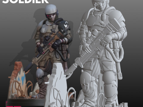 Post-Apocalyptic Soldier STL Futuristic 3D Print Model