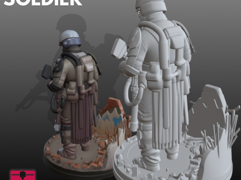 Post-Apocalyptic Soldier STL Futuristic 3D Print Model