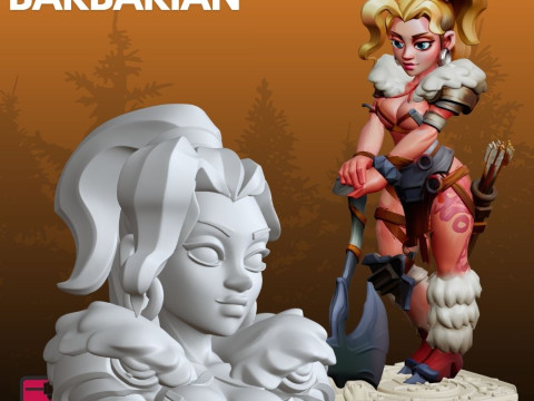 Barbar Kadın STL Karikatür Tarzı 3D Baskı Modeli