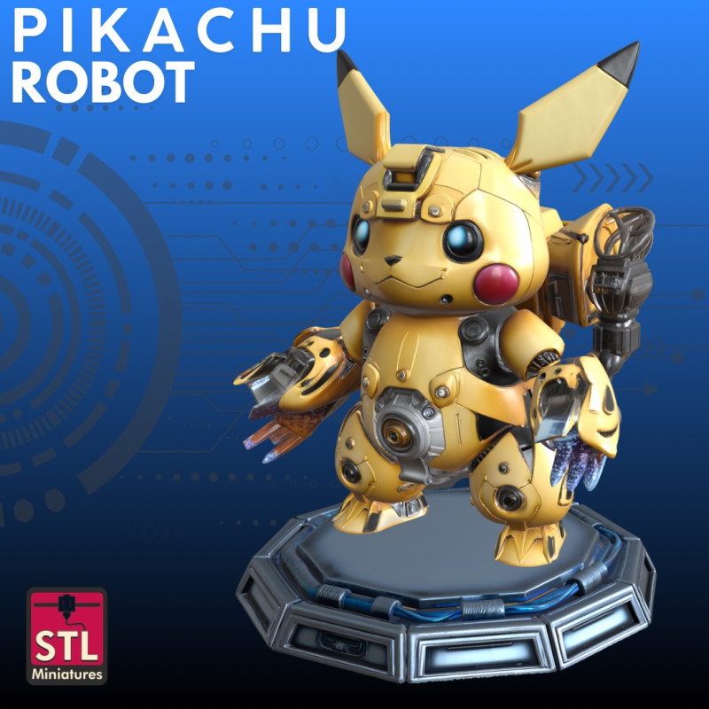 Robot Pikachu STL Pokemon futuristico Modello di stampa 3D .c4d .max .obj .3ds .fbx .stl .blend 
