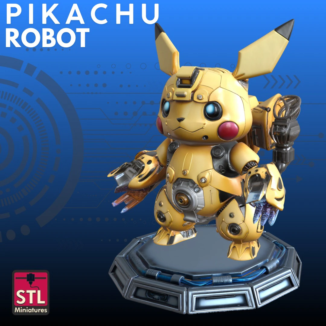 Robot Pikachu STL Futuristic Pokmon 3D Print Model .c4d .max .obj .3ds .fbx .stl .blend 