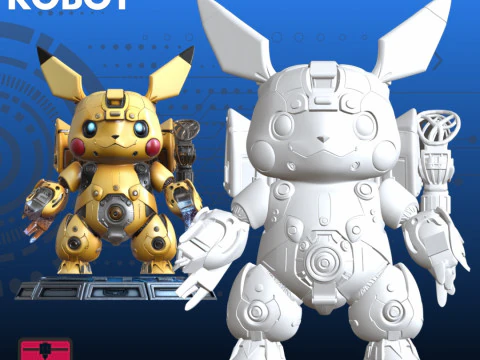 Robot Pikachu STL Futuristic Pokmon 3D Print Model