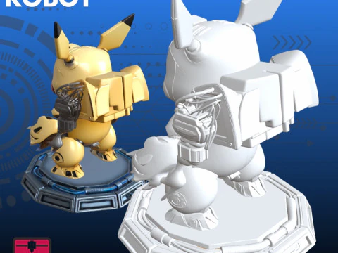 Robot Pikachu STL Futuristic Pokmon 3D Print Model