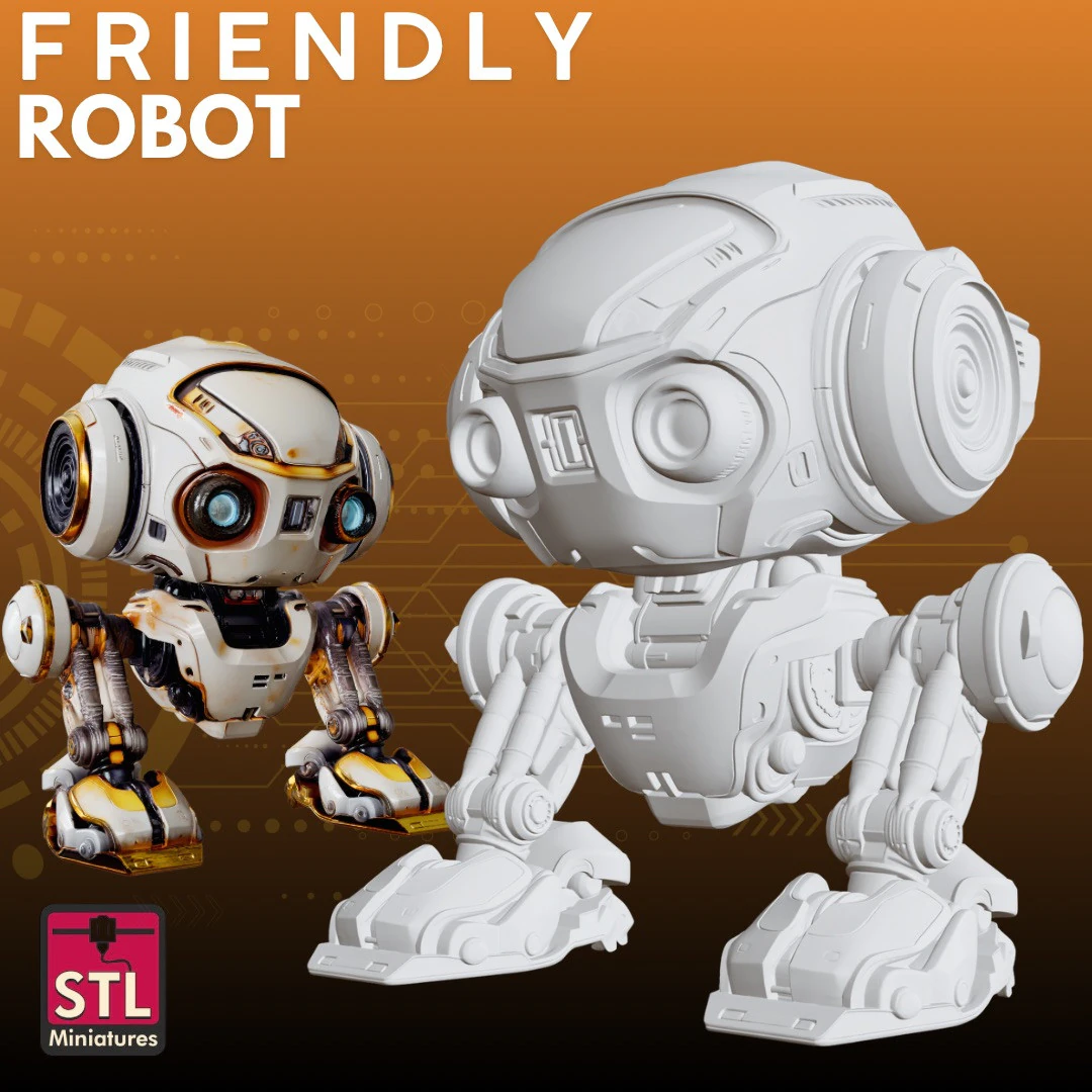 Friendly Explorer Robot STL Cute Biped 3D Print Model .c4d .max .obj .3ds .fbx .stl .blend