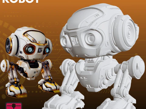 Robot Explorador Amigable STL Lindo B&iacute;pedo Modelo de impresión 3D