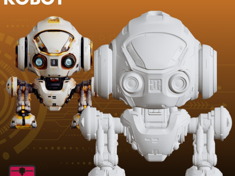 友好的探险家机器人STL可爱的两足动物 3D 打印模型