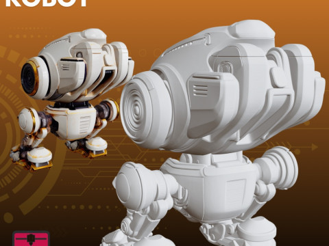 友好的探险家机器人STL可爱的两足动物 3D 打印模型