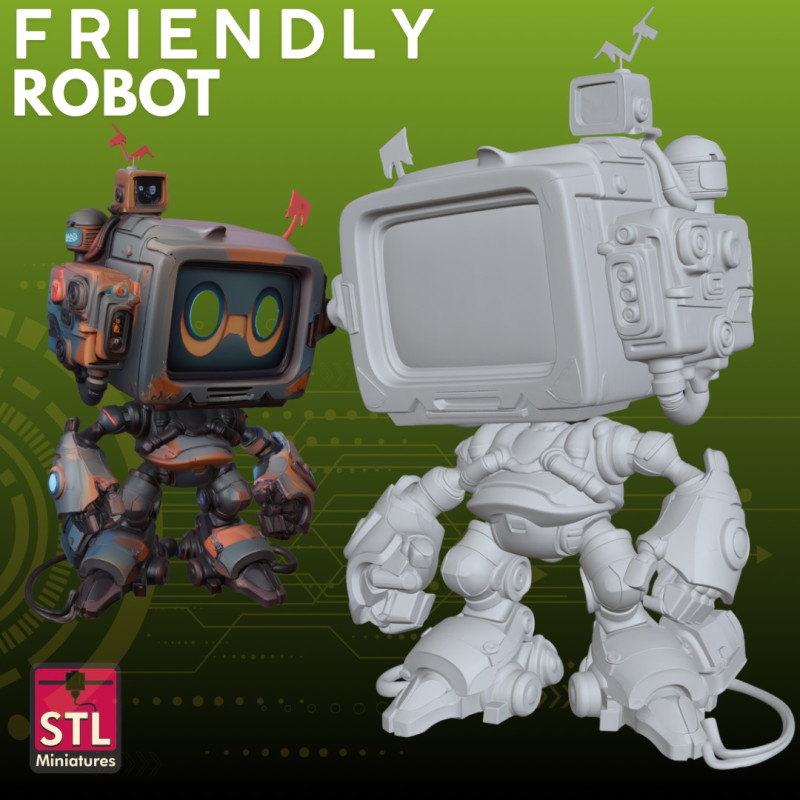 Mini TV Robot STL Retro Mech 3D Print Model .c4d .max .obj .3ds .fbx .stl .blend