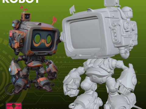 Mini TV Robot STL Retro Mech Modello di stampa 3D
