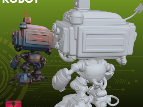 Mini TV Robot STL Retro Mech 3D Print Model