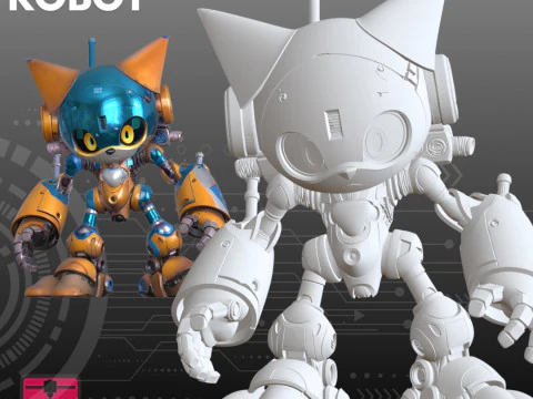 Mini Cat Robot STL Bionic Feline 3D Print Model