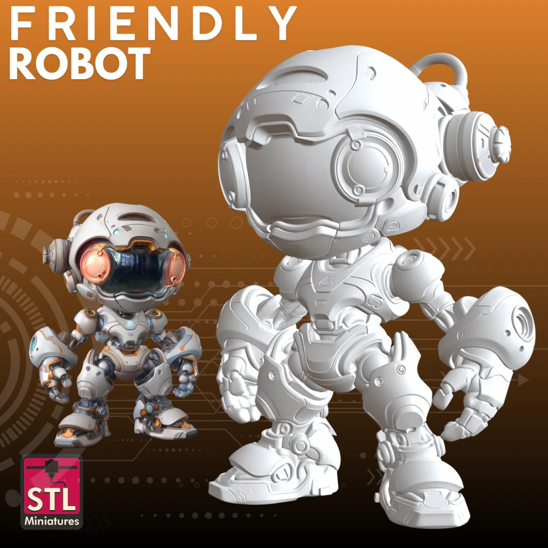 Helper Bot STL Friendly Retro Robot 3D Print Model .c4d .max .obj .3ds .fbx .stl .blend
