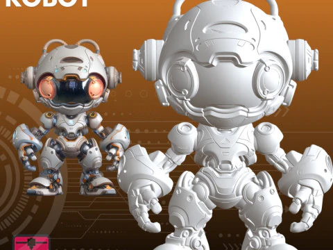 Helper Bot STL Friendly Retro Robot 3D Print Model
