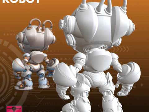 Helper Bot STL Friendly Retro Robot 3D Print Model