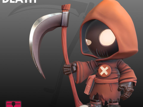 Siber Ölüm Chibi STL Fütüristik Sevimli Reaper 3D Baskı Modeli