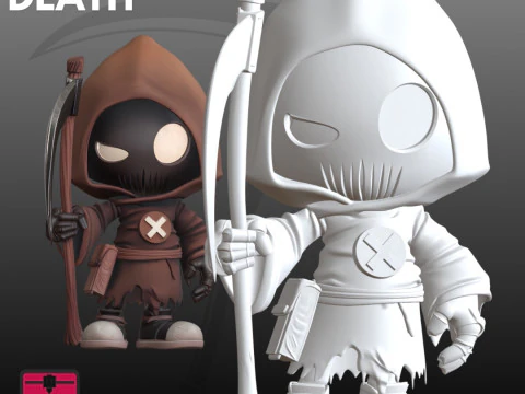 Cyber Death Chibi STL Futuristic Cute Reaper 3D Print Model