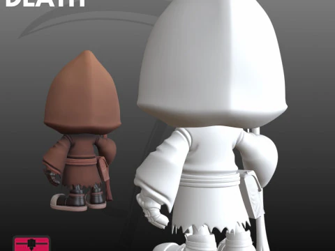 Cyber Death Chibi STL Futuristic Cute Reaper 3D Print Model