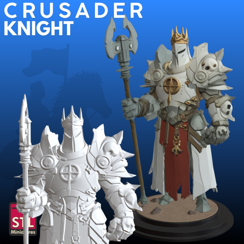 Cartoon Crusader Knight STL komische stijl 3D printmodel .c4d .max .obj .3ds .fbx .stl .blend 