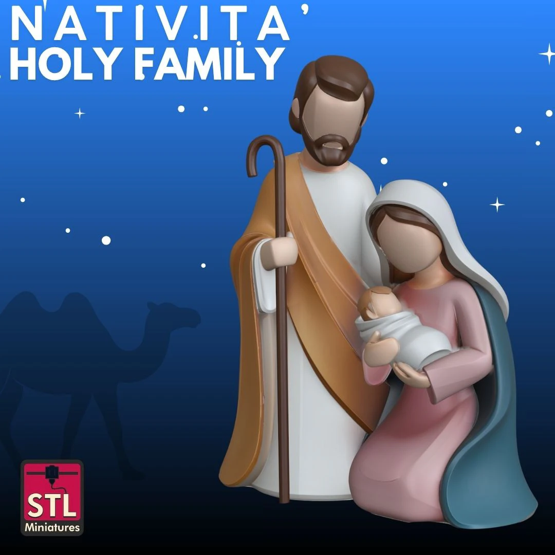 Holy Family STL Minimalist Nativity 3D Print Model .c4d .max .obj .3ds .fbx .stl .blend 