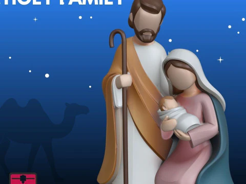 Sacra Famiglia STL Nativit&agrave; Minimalista Modello di stampa 3D