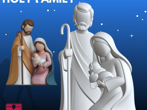 Святе сімейство STL Мінімалістичне Різдво 3D Принт Модель