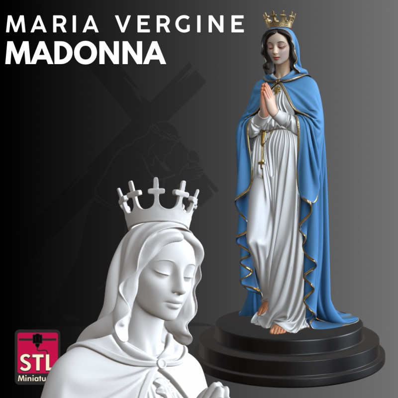 Posa di preghiera STL della Vergine Maria Modello di stampa 3D .c4d .max .obj .3ds .fbx .stl .blend