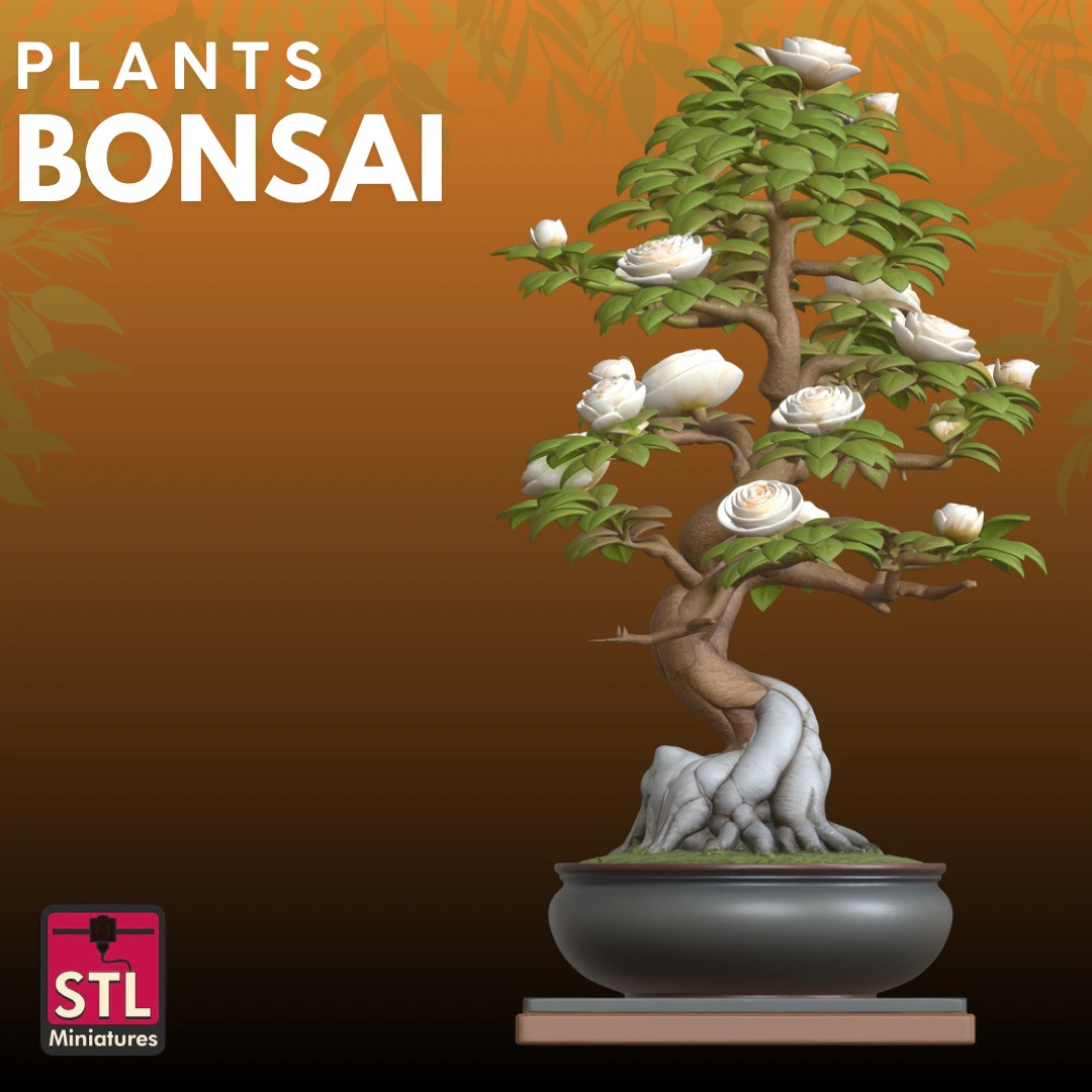 Bonsai Rose STL Artistic Nature 3D Print Model .c4d .max .obj .3ds .fbx .stl .blend 