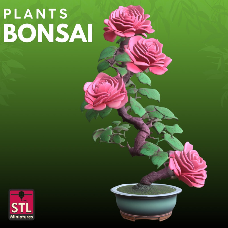 Bonsai Rose STL Artistic Nature 3D Print Model .c4d .max .obj .3ds .fbx .stl .blend 