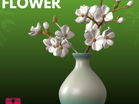 Vase à fleurs blanches STL Floral élégant Modèles 3D en vedette