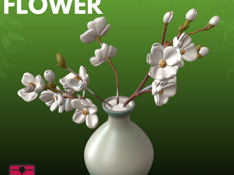 White Flowers Vase STL Elegant Floral 3D Print Model