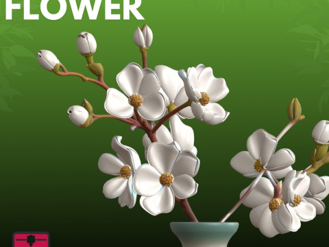 White Flowers Vase STL Elegant Floral 3D Print Model
