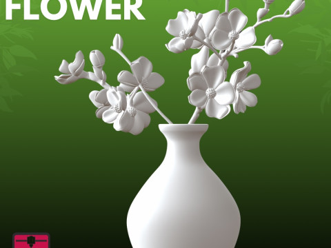 White Flowers Vase STL Elegant Floral 3D Print Model