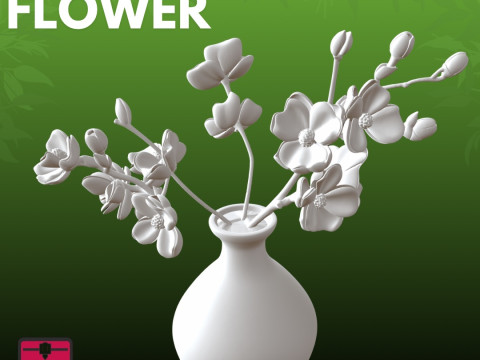 White Flowers Vase STL Elegant Floral 3D Print Model