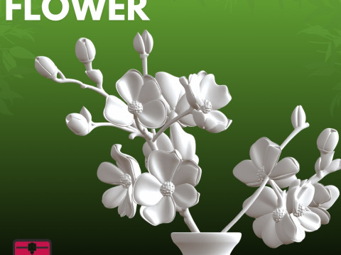 White Flowers Vase STL Elegant Floral 3D Print Model