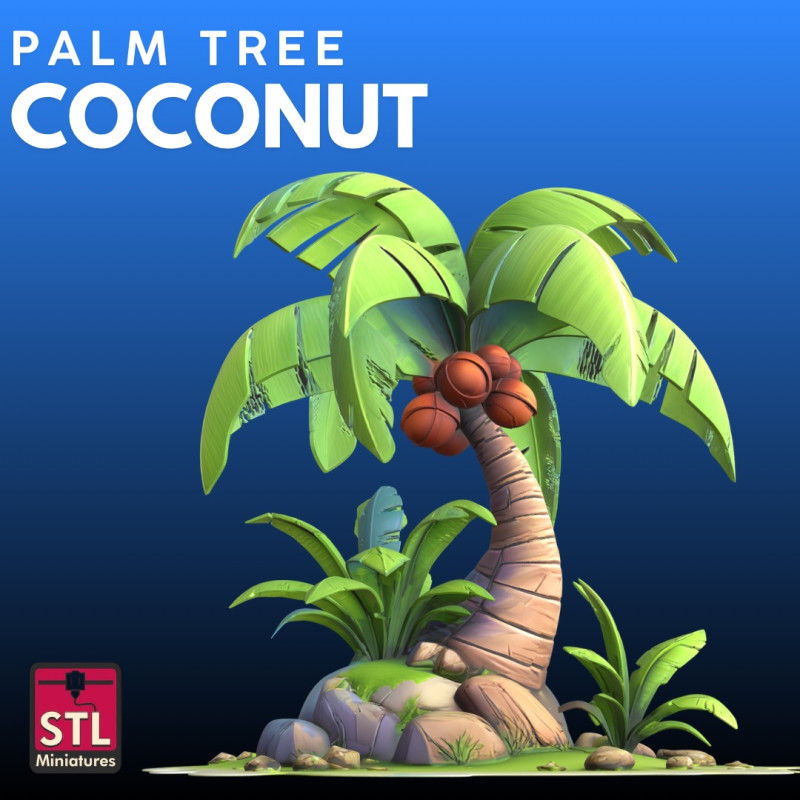 Cartoon Palm Island STL Tropical 3D Print Model .c4d .max .obj .3ds .fbx .stl .blend