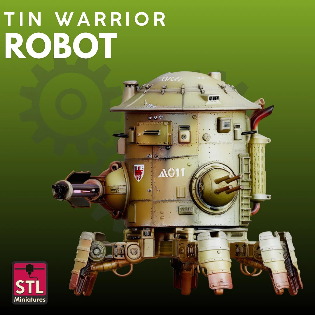 Tin Warrior Robot STL Mechanical 3D Print Model .c4d .max .obj .3ds .fbx .stl .blend 