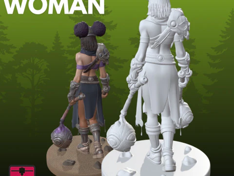 Warrior Woman STL Fantasy 3D Print Model
