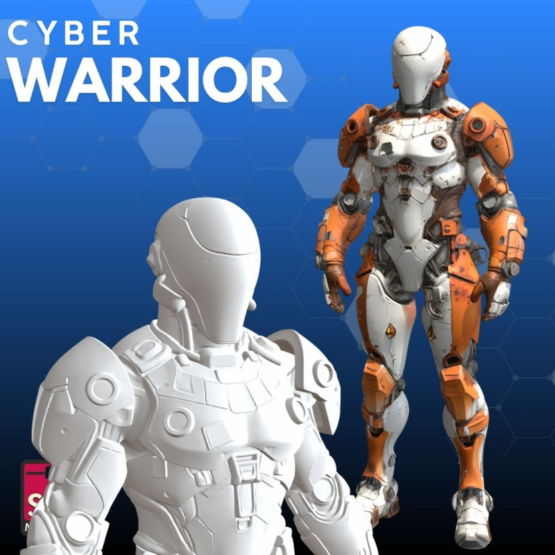 साइबोर्ग वारियर एसटीएल फ्यूचरिस्टिक 3D प्रिंट मॉडल .c4d .max .obj .3ds .fbx .stl .blend