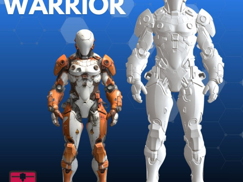 साइबोर्ग वारियर एसटीएल फ्यूचरिस्टिक 3D प्रिंट मॉडल