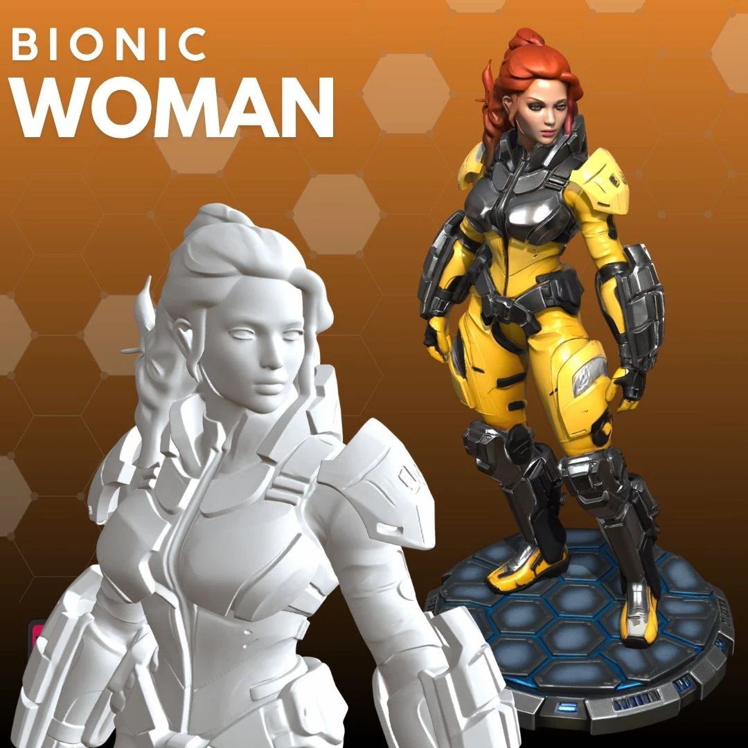 Bionic Woman STL Futuristic Armor 3D Print Model .c4d .max .obj .3ds .fbx .stl .blend 