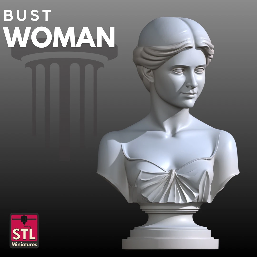 Vintage Lady Bust STL Classic Elegance 3D Print Model .c4d .max .obj .3ds .fbx .stl .blend