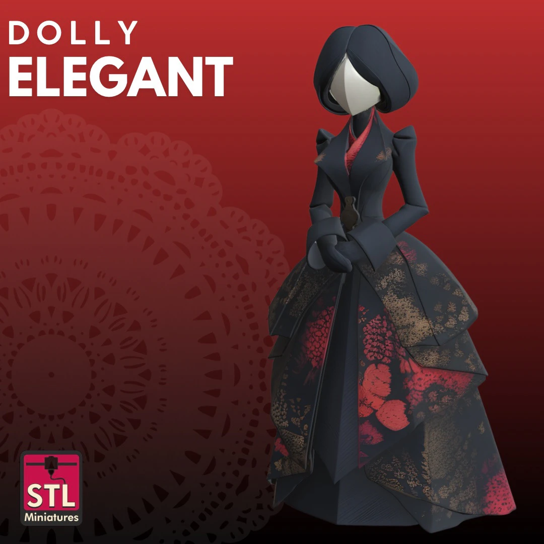 Elegant Venetian Lady STL Modern Minimalist Doll 3D Print Model .c4d .max .obj .3ds .fbx .stl .blend 