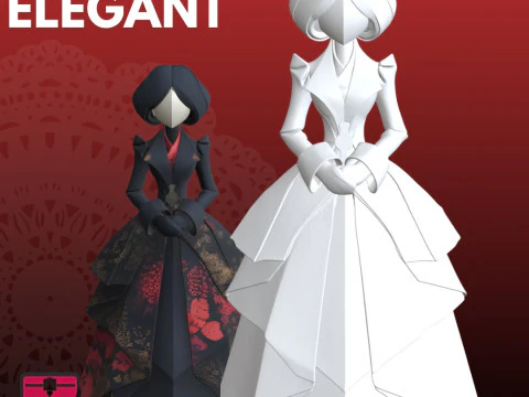 Elegant Venetian Lady STL Modern Minimalist Doll 3D Print Model